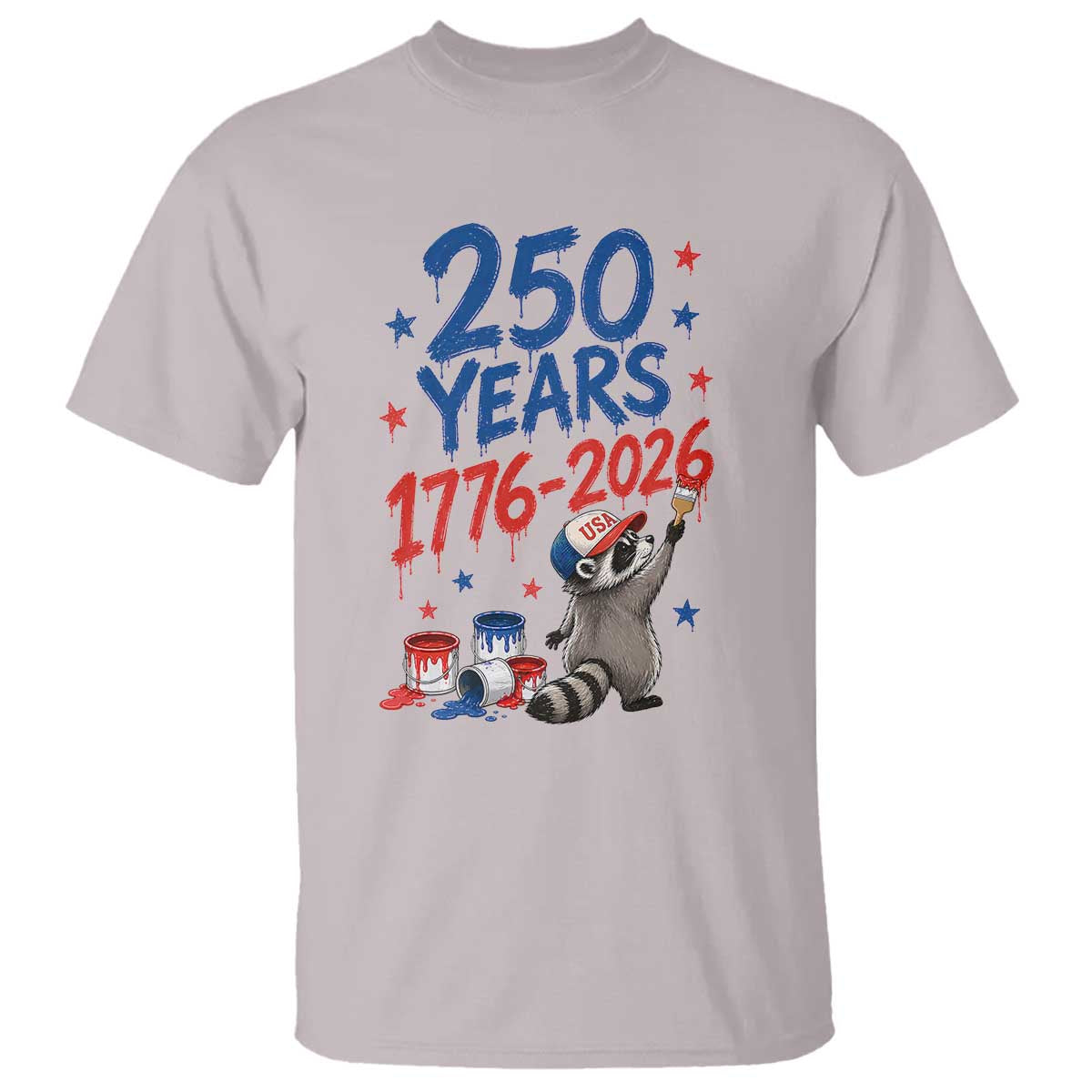 250th Anniversary USA T Shirt Patriotic Raccoon American Flag 4th of July