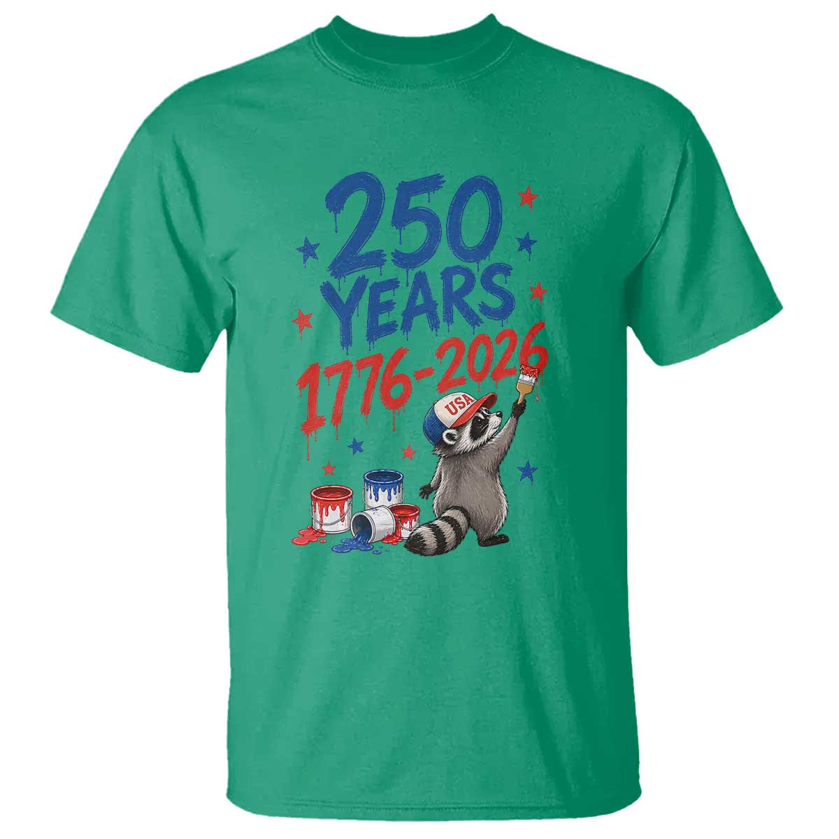 250th Anniversary USA T Shirt Patriotic Raccoon American Flag 4th of July