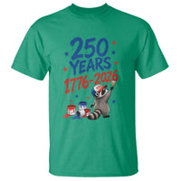 250th Anniversary USA T Shirt Patriotic Raccoon American Flag 4th of July