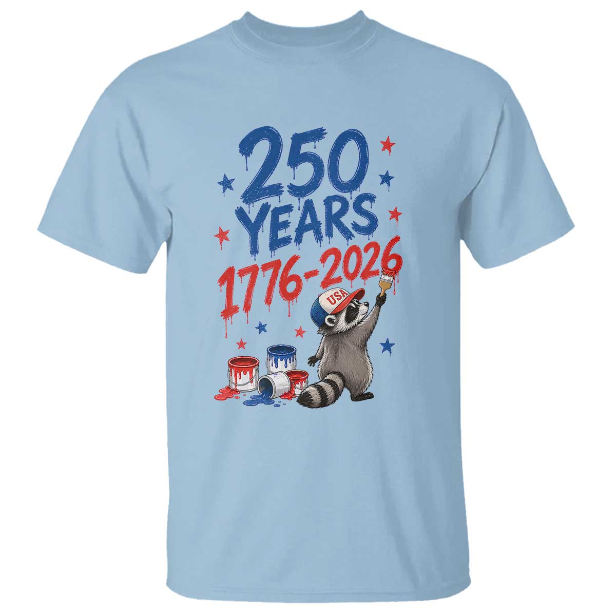 250th Anniversary USA T Shirt Patriotic Raccoon American Flag 4th of July