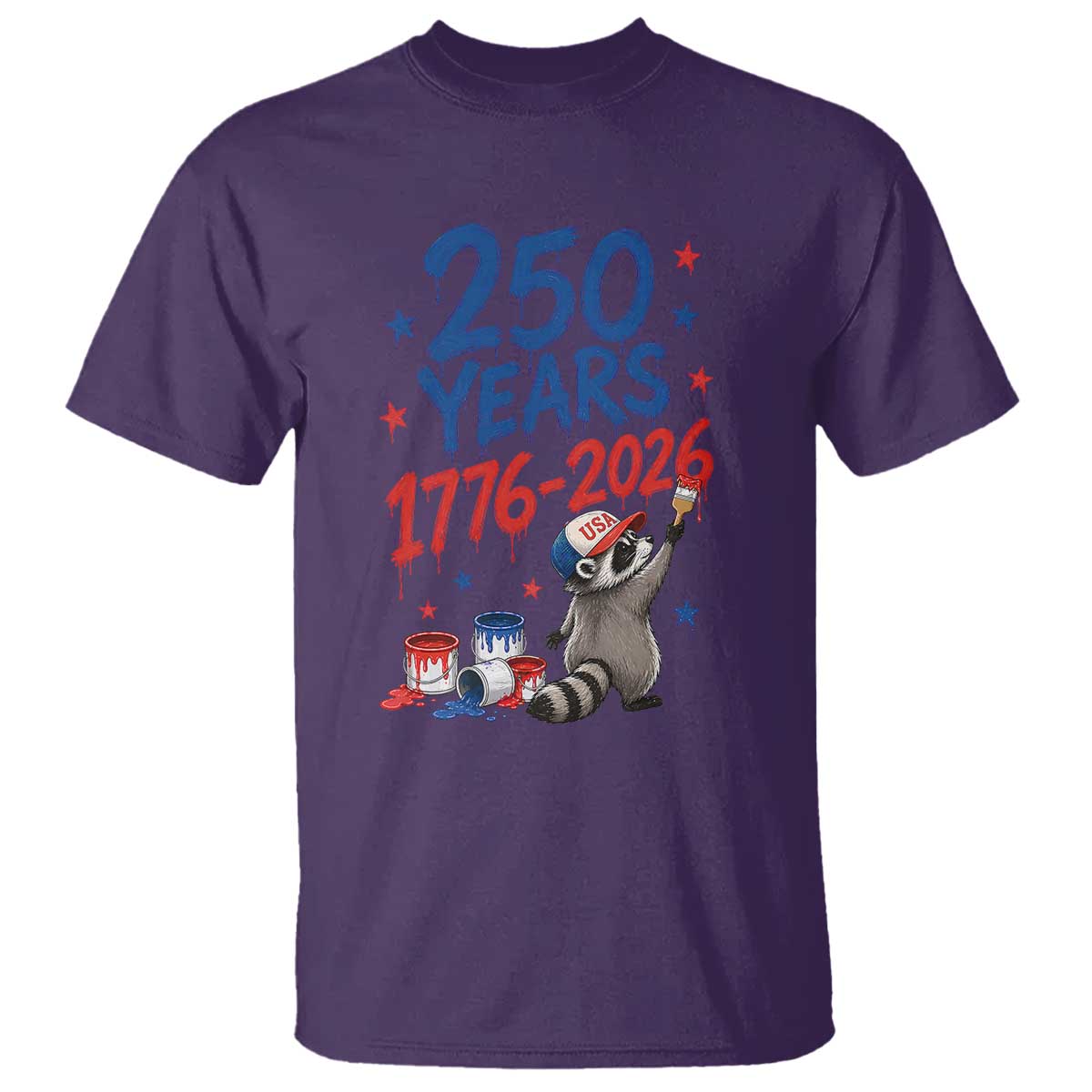 250th Anniversary USA T Shirt Patriotic Raccoon American Flag 4th of July