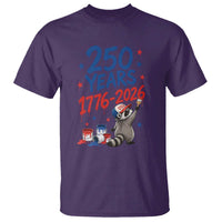 250th Anniversary USA T Shirt Patriotic Raccoon American Flag 4th of July