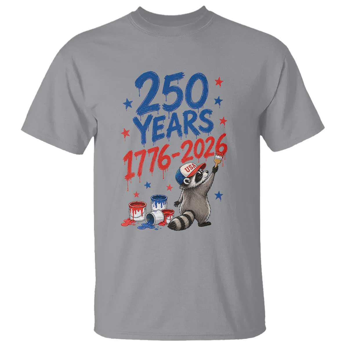 250th Anniversary USA T Shirt Patriotic Raccoon American Flag 4th of July