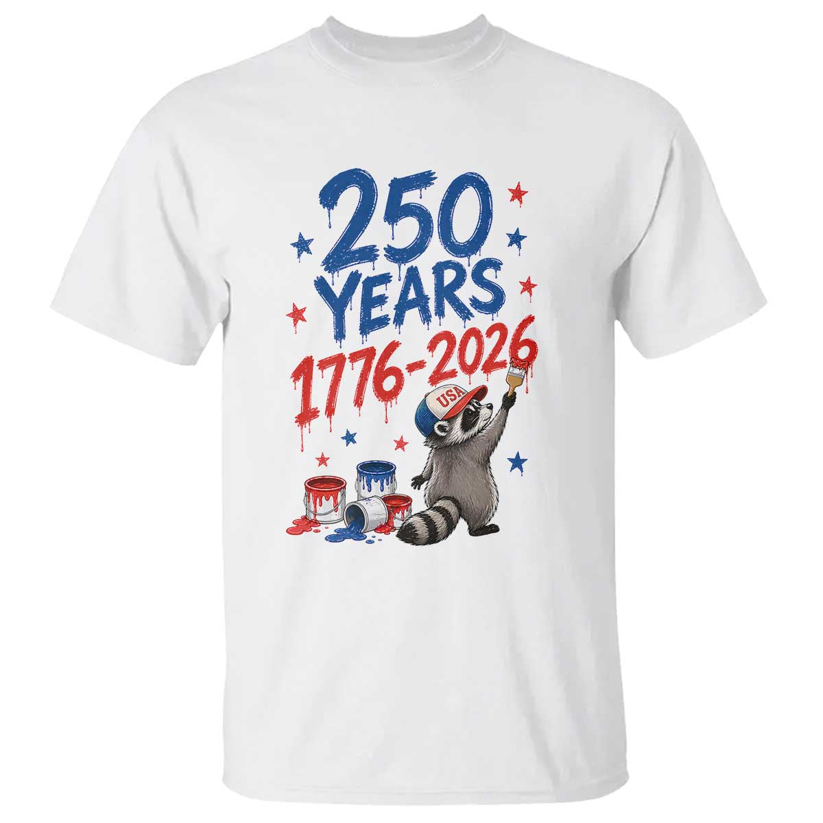 250th Anniversary USA T Shirt Patriotic Raccoon American Flag 4th of July