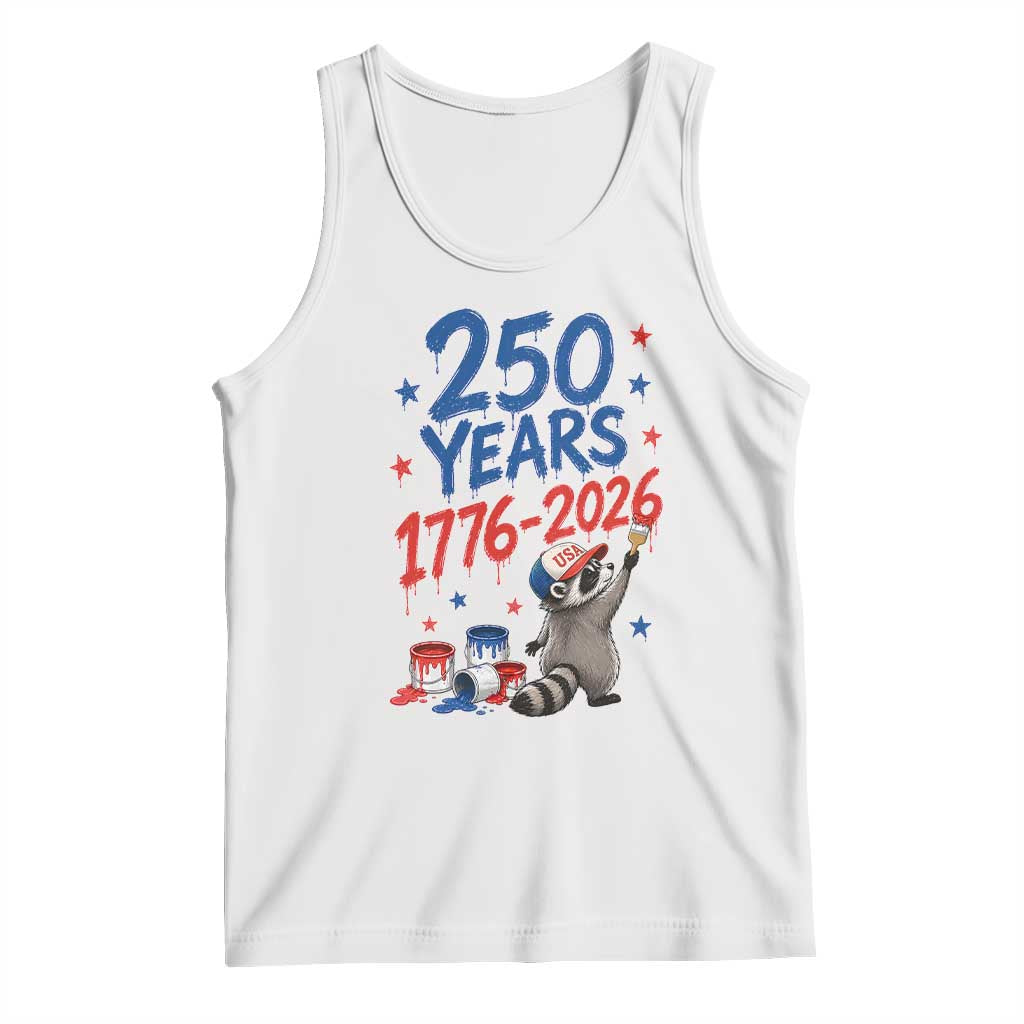 250th Anniversary USA Tank Top Patriotic Raccoon American Flag 4th of July