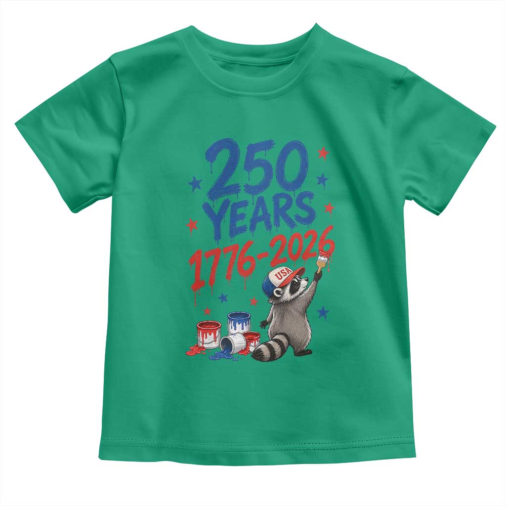 250th Anniversary USA Toddler T Shirt Patriotic Raccoon 4th of July American Flag