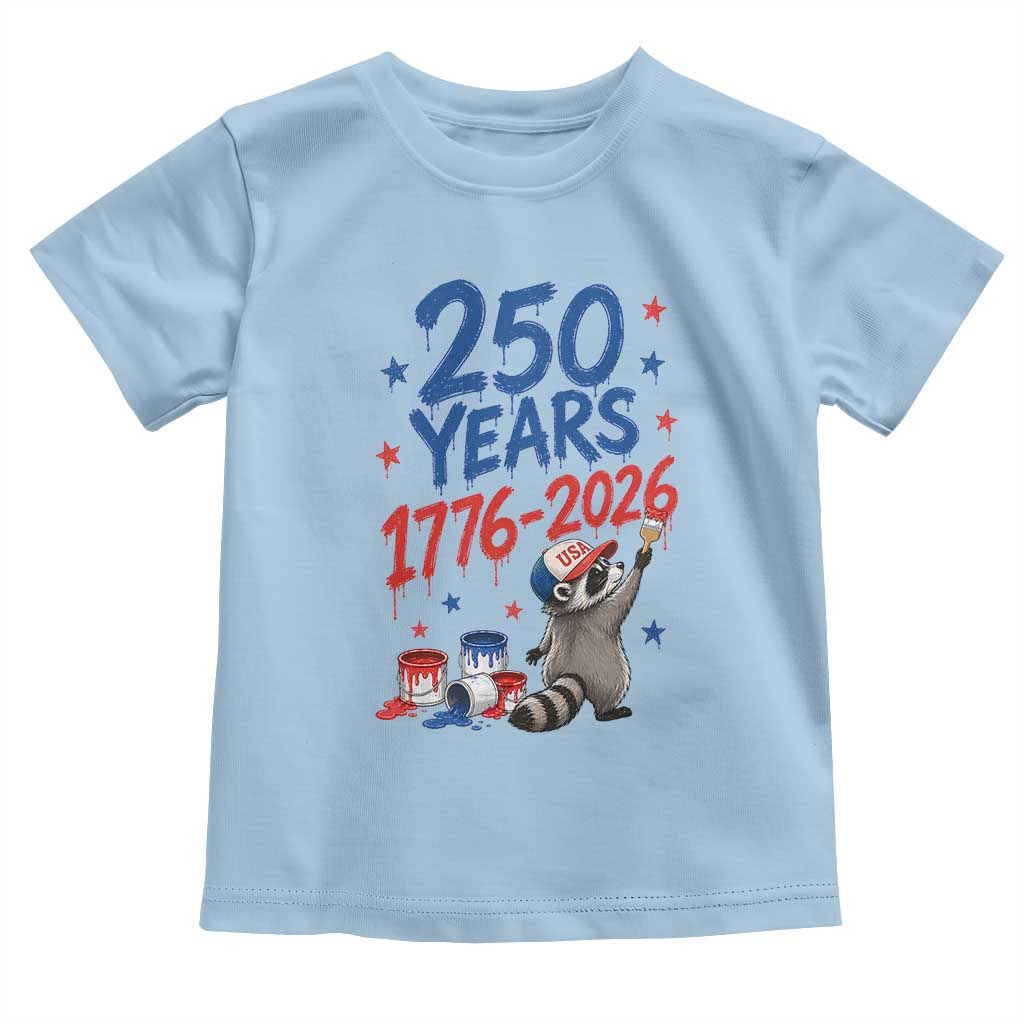 250th Anniversary USA Toddler T Shirt Patriotic Raccoon 4th of July American Flag