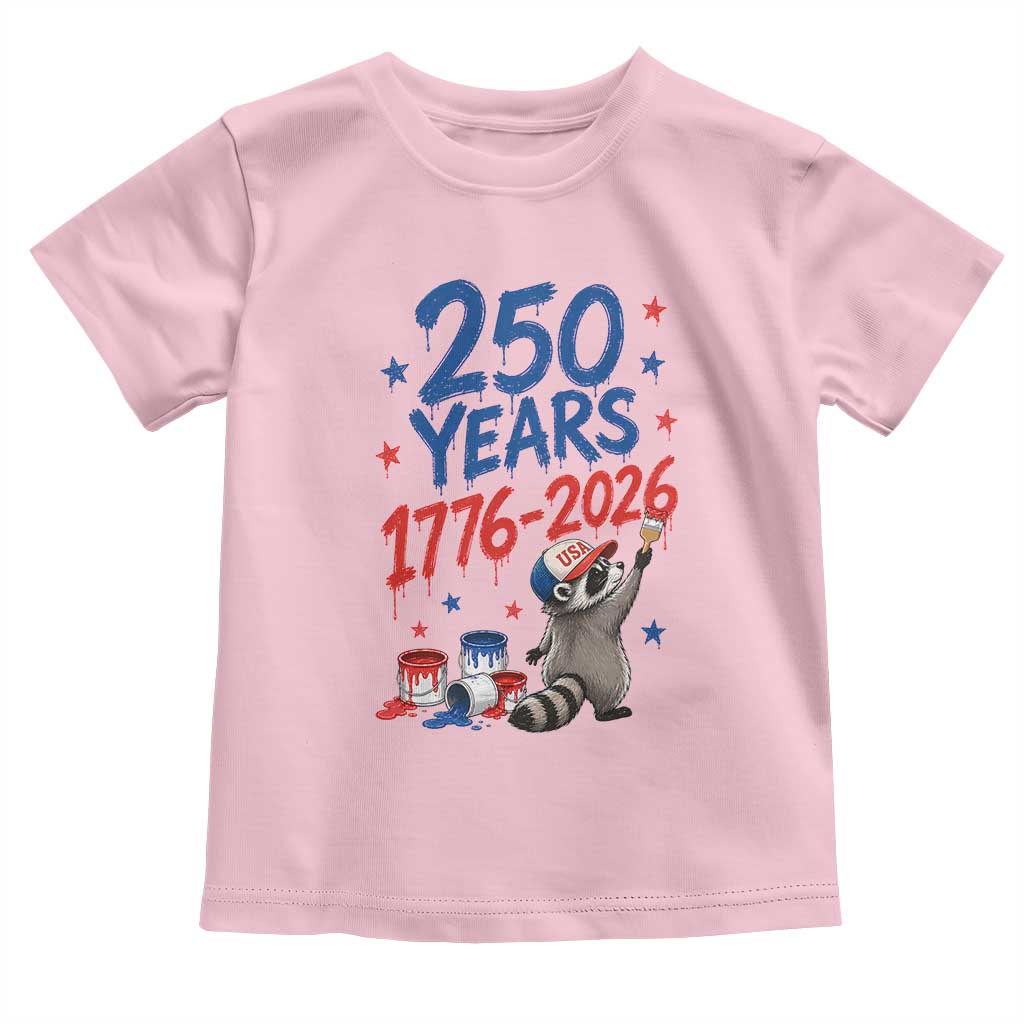 250th Anniversary USA Toddler T Shirt Patriotic Raccoon 4th of July American Flag