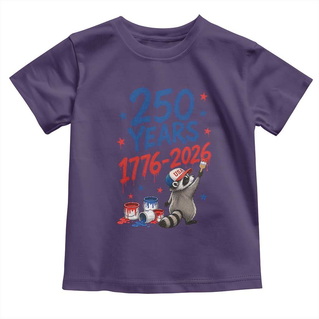 250th Anniversary USA Toddler T Shirt Patriotic Raccoon 4th of July American Flag