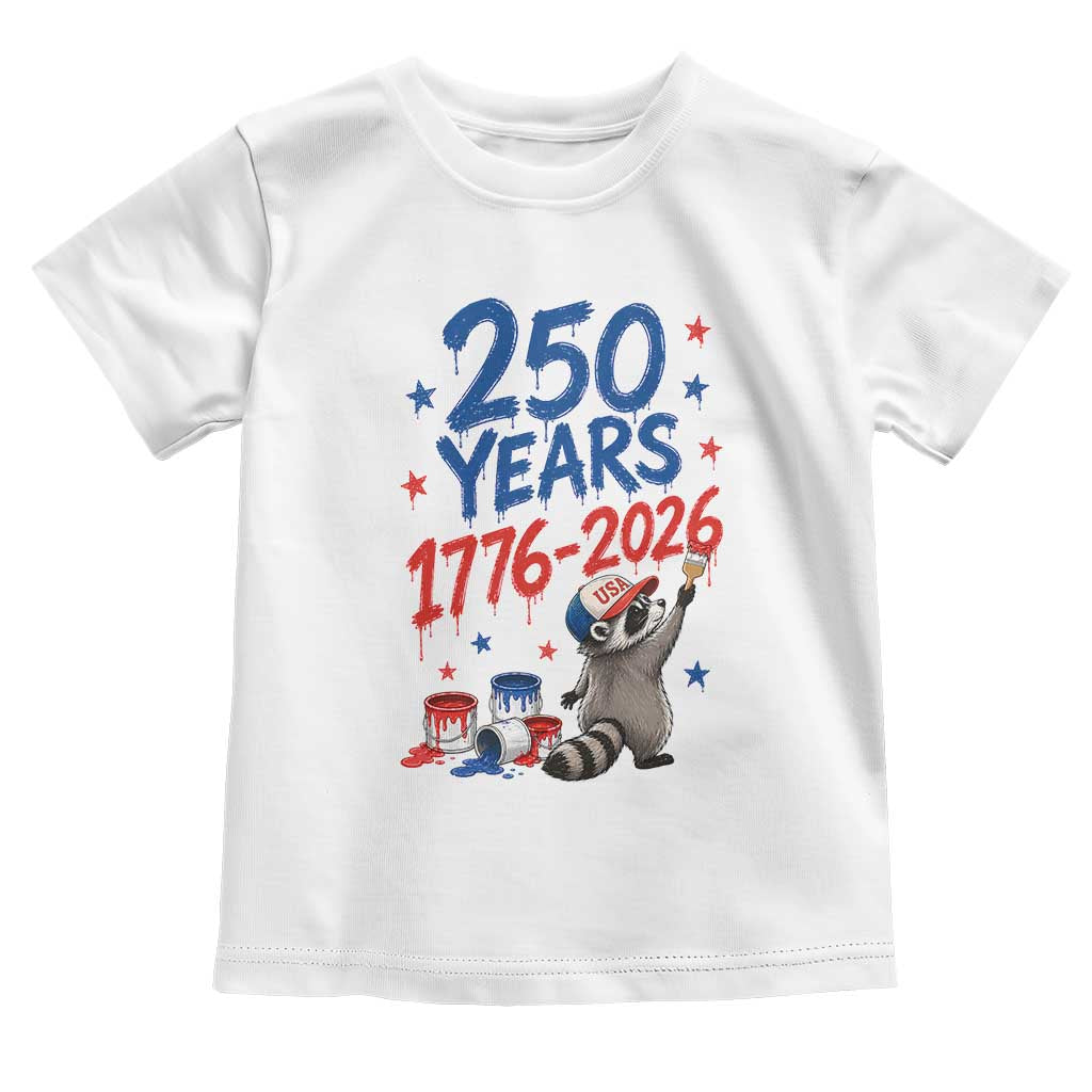 250th Anniversary USA Toddler T Shirt Patriotic Raccoon 4th of July American Flag