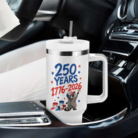 250th Anniversary USA Tumbler With Handle Patriotic Raccoon American Flag 4th of July