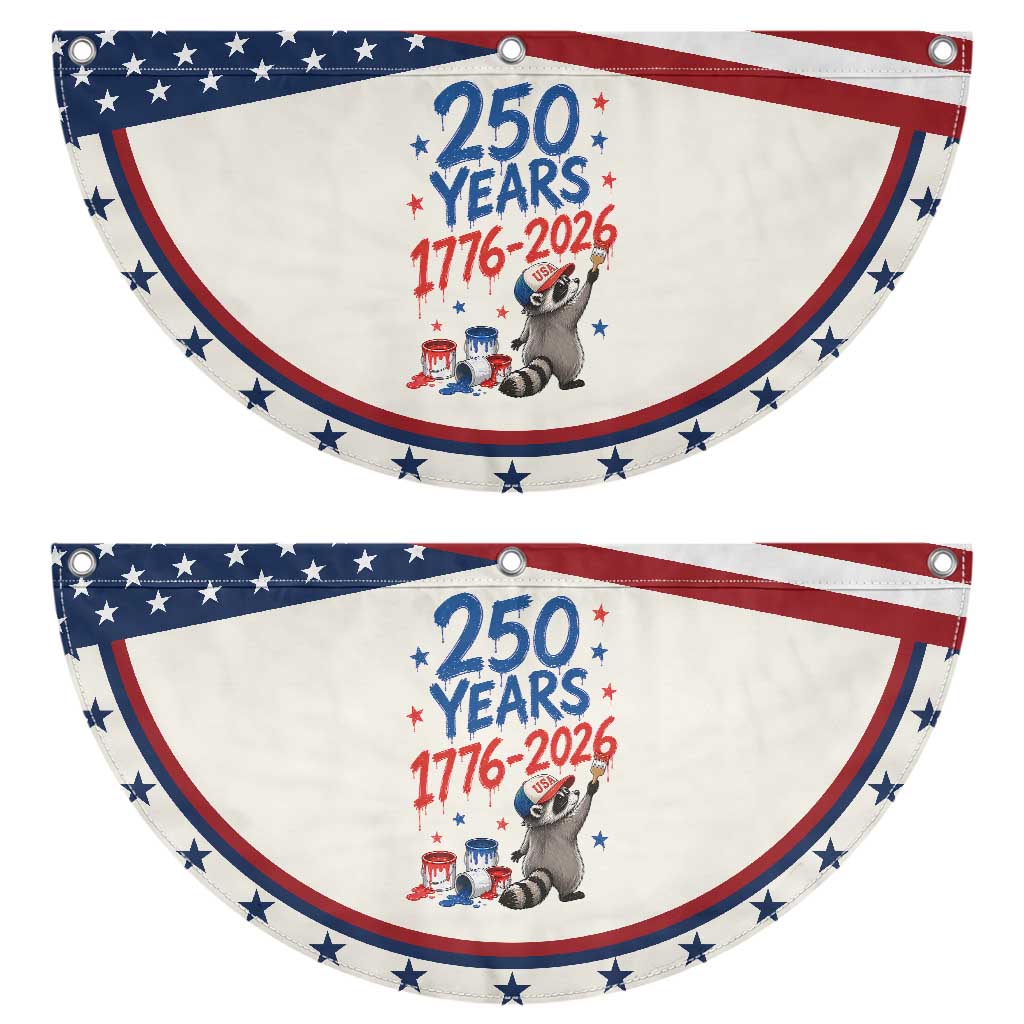 250th Anniversary USA Patriotic Fan Flag Funny Raccoon American Flag 4th of July