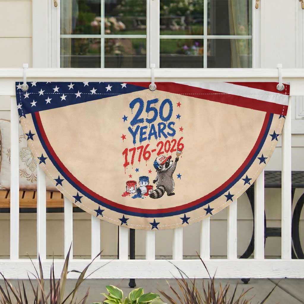 250th Anniversary USA Patriotic Fan Flag Funny Raccoon American Flag 4th of July