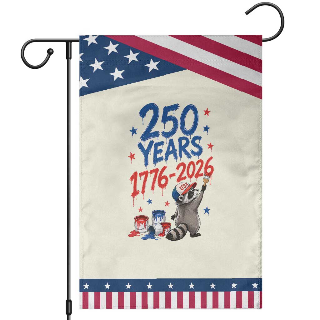 250th Anniversary USA Patriotic Garden Flag Patriotic Raccoon American Flag 4th of July