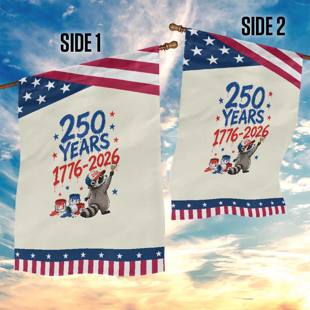 250th Anniversary USA Patriotic Garden Flag Patriotic Raccoon American Flag 4th of July