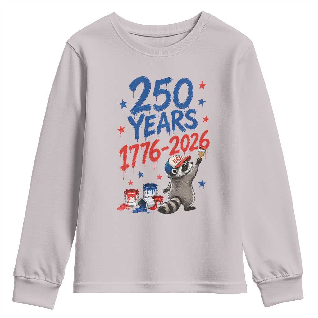 250th Anniversary USA Youth Sweatshirt Patriotic Raccoon 4th of July American Flag