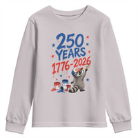 250th Anniversary USA Youth Sweatshirt Patriotic Raccoon 4th of July American Flag