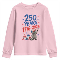 250th Anniversary USA Youth Sweatshirt Patriotic Raccoon 4th of July American Flag