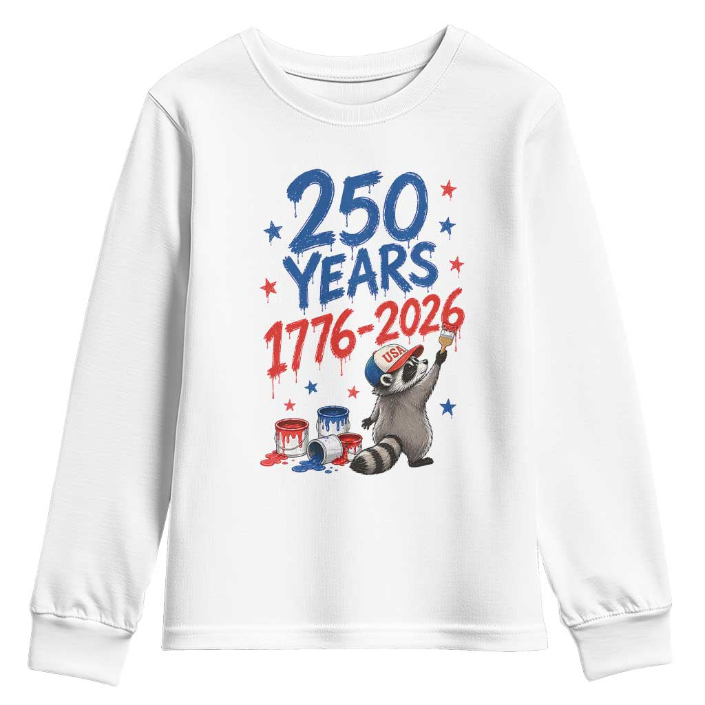 250th Anniversary USA Youth Sweatshirt Patriotic Raccoon 4th of July American Flag