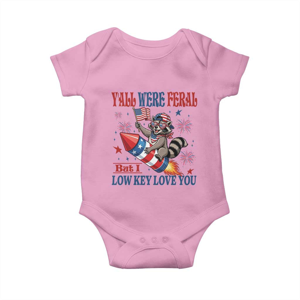 Y'all were Feral But I Low Key Love You Baby Onesie Raccoon Cute Teacher 4th of July