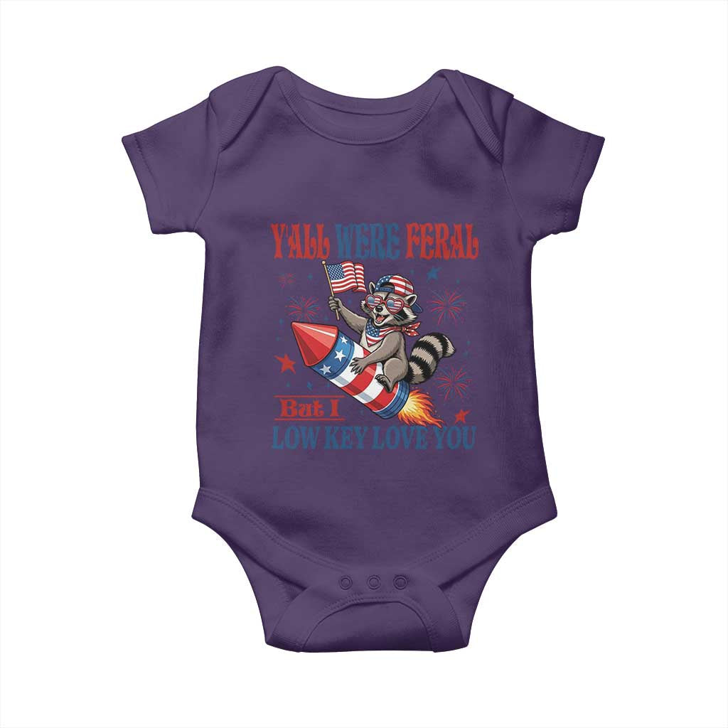 Y'all were Feral But I Low Key Love You Baby Onesie Raccoon Cute Teacher 4th of July