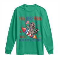 Y'all were Feral But I Low Key Love You Long Sleeve Shirt Raccoon Cute Teacher 4th of July