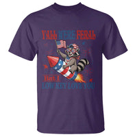 Y'all were Feral But I Low Key Love You T Shirt Raccoon Cute Teacher 4th of July