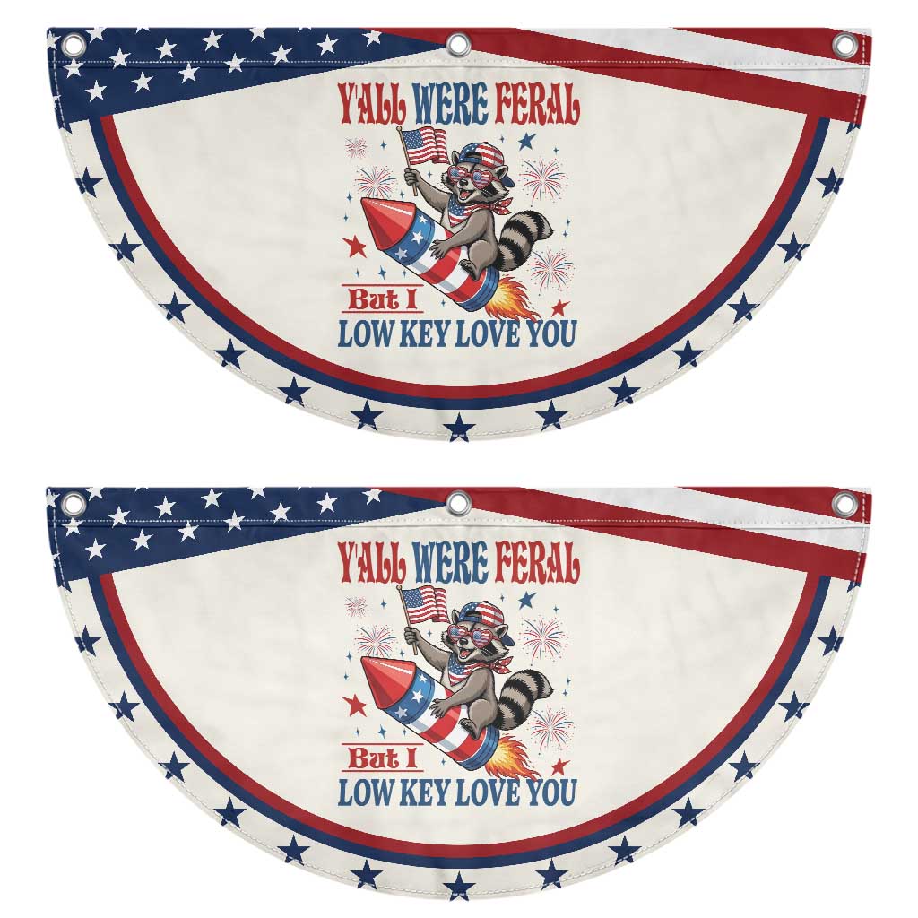 Y'all were Feral But I Low Key Love You Patriotic Fan Flag Raccoon Cute Teacher 4th of July