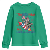 Y'all were Feral But I Low Key Love You Youth Sweatshirt Raccoon Cute Teacher 4th of July