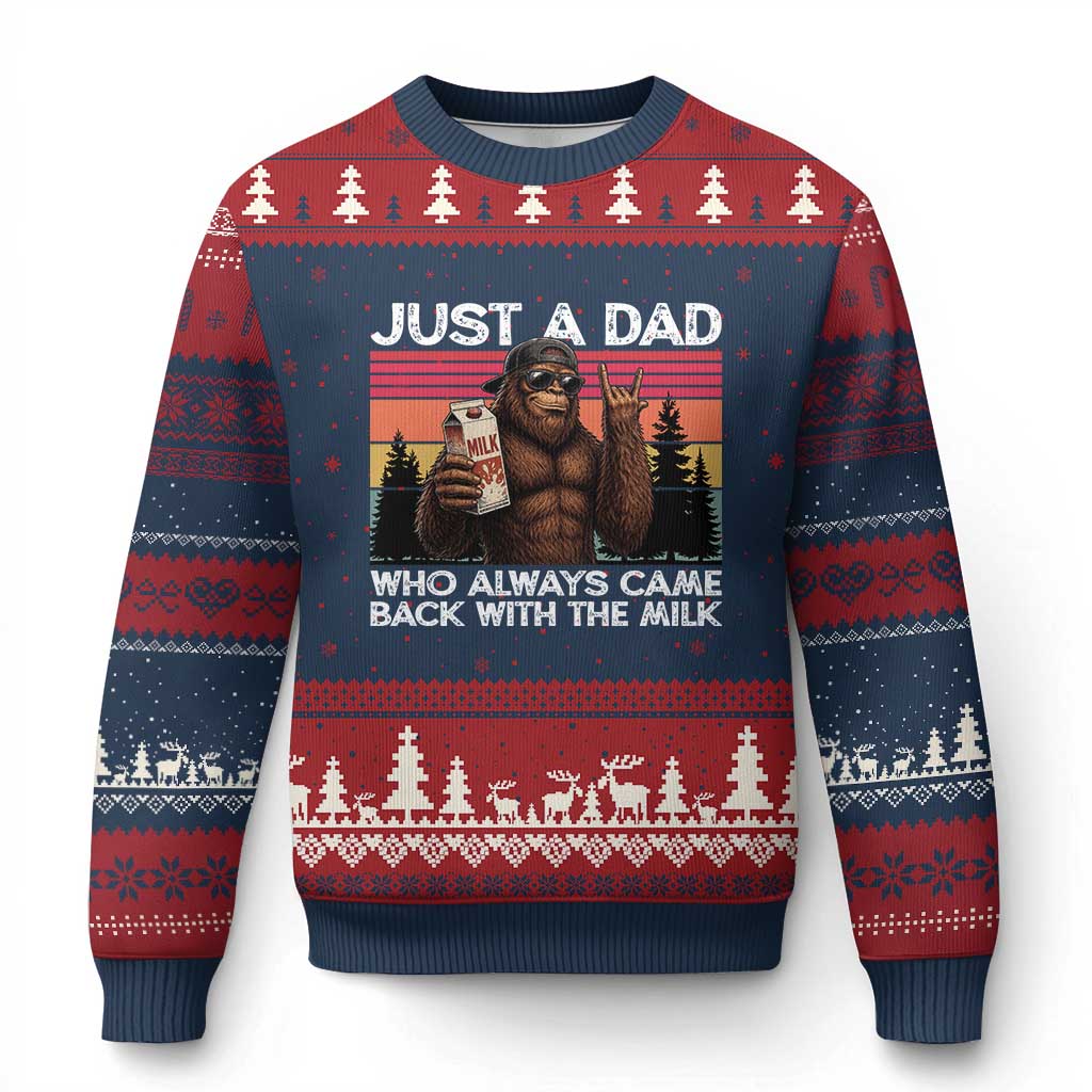 Just a Dad Who Always Came Back with The Milk Ugly Christmas Sweater Funny Father's Day Gift