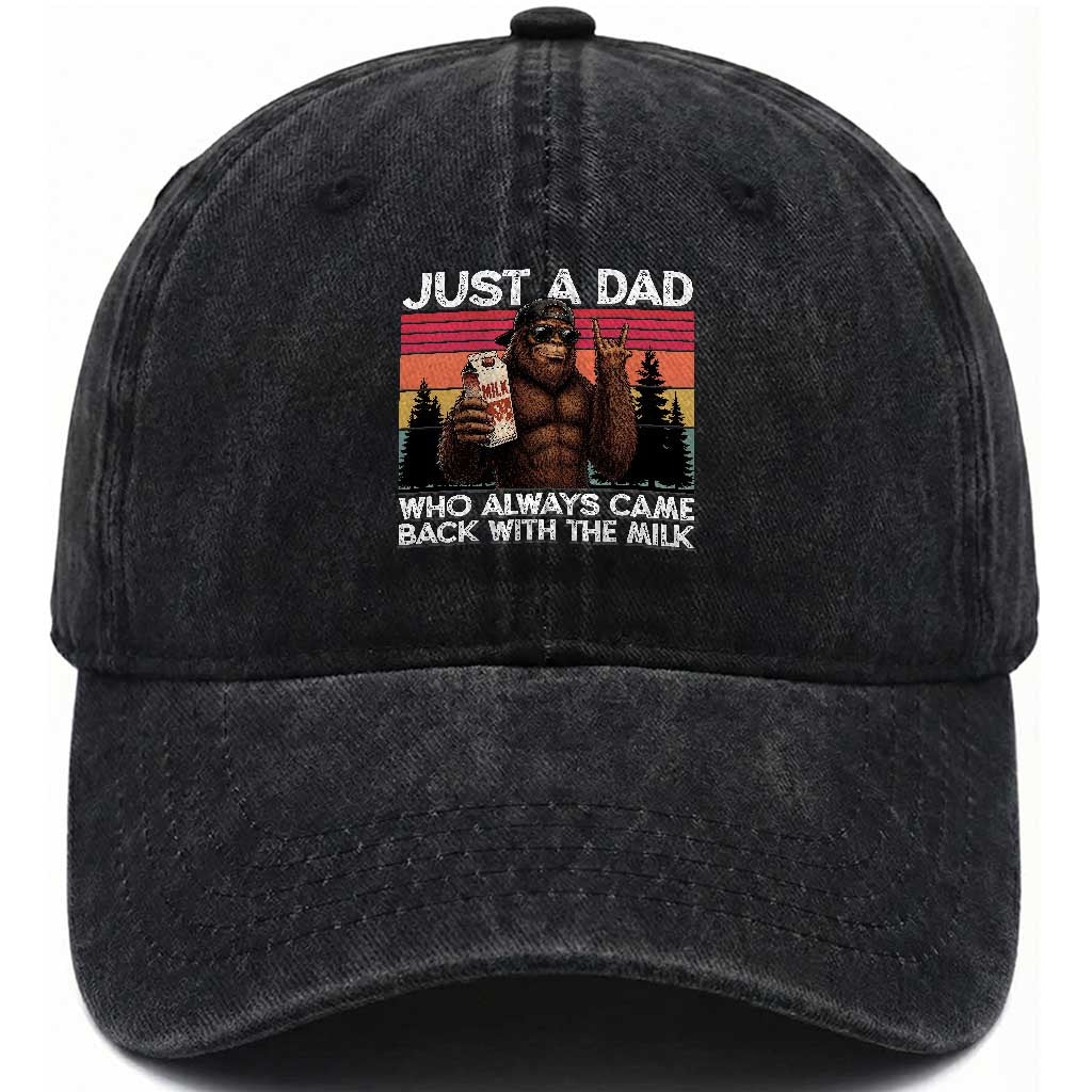 Just a Dad Who Always Came Back with The Milk Washed Cotton Baseball Cap Funny Father's Day Gift