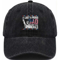 Just A Proud Dad that Didn't Raise Liberals Washed Cotton Baseball Cap Funny Dad Man Saying