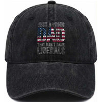Just A Proud Dad that Didn't Raise Liberals Washed Cotton Baseball Cap Funny Father's Day 4th of July