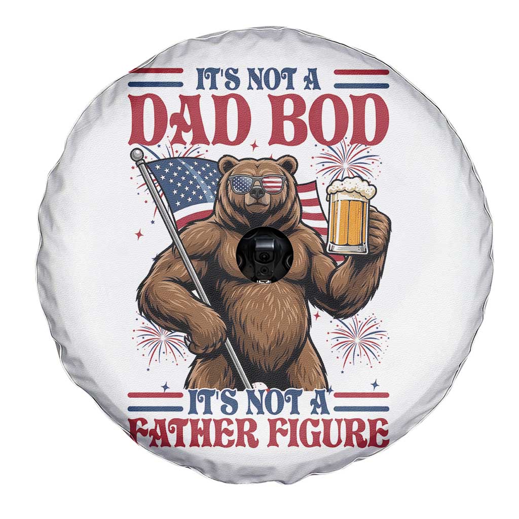 It's Not A Dad BOD It's A Father Figure Spare Tire Cover Dad Bear Drinking Beer 4th of July