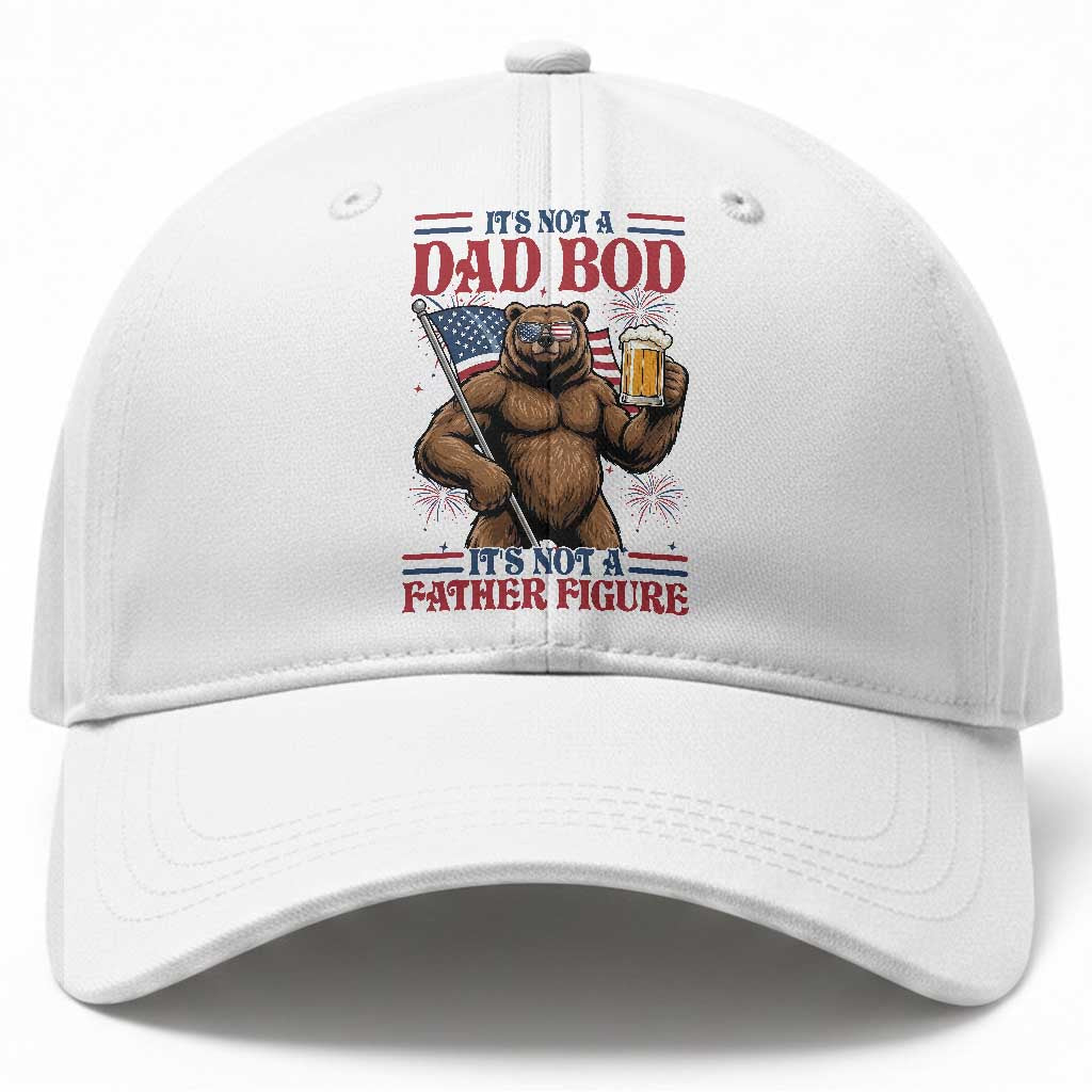 It's Not A Dad BOD It's A Father Figure Baseball Cap Dad Bear Drinking Beer 4th of July
