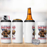It's Not A Dad BOD It's A Father Figure 4 in 1 Can Cooler Tumbler Dad Bear Drinking Beer 4th of July