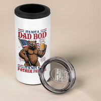 It's Not A Dad BOD It's A Father Figure 4 in 1 Can Cooler Tumbler Dad Bear Drinking Beer 4th of July