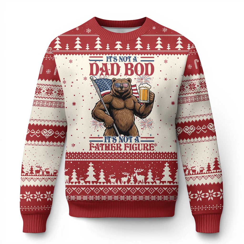 It's Not A Dad BOD It's A Father Figure Ugly Christmas Sweater Dad Bear Drinking Beer 4th of July