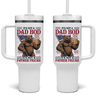 It's Not A Dad BOD It's A Father Figure Tumbler With Handle Dad Bear Drinking Beer 4th of July