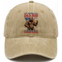It's Not A Dad BOD It's A Father Figure Washed Cotton Baseball Cap Dad Bear Drinking Beer 4th of July