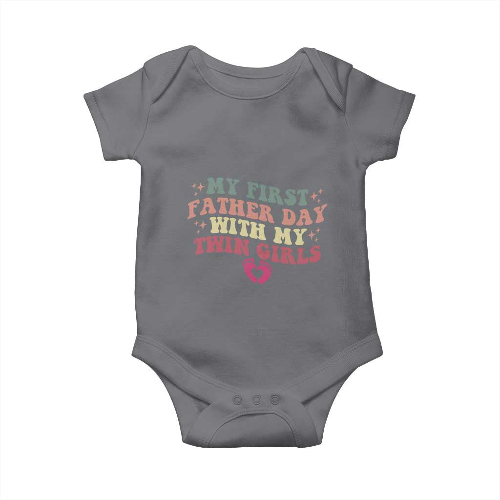 My First Fathers Day With Twin Girls Baby Onesie Funny New Dad Gift