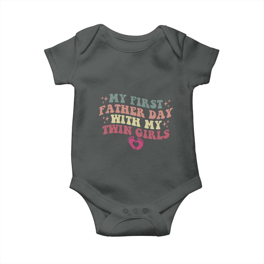 My First Fathers Day With Twin Girls Baby Onesie Funny New Dad Gift