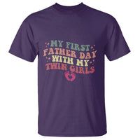 My First Fathers Day With Twin Girls T Shirt Funny New Dad Gift