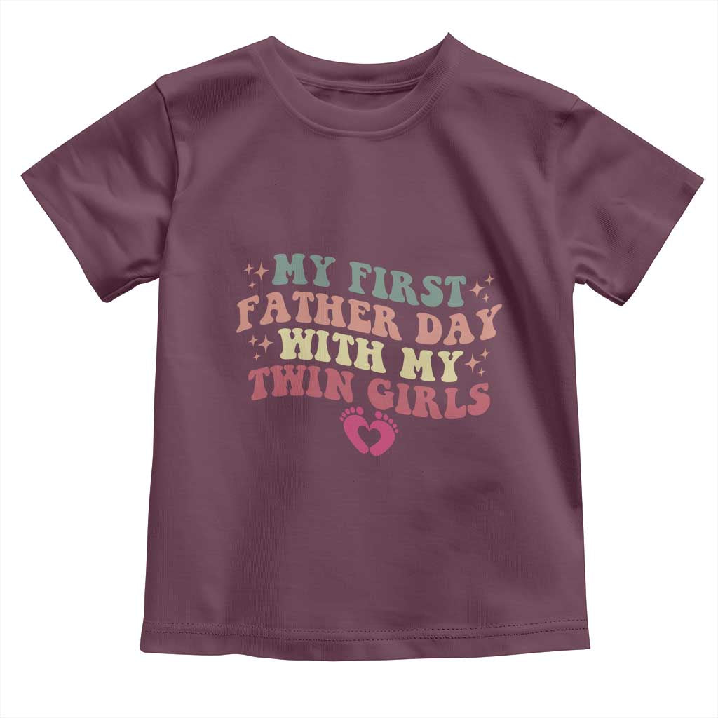 My First Fathers Day With Twin Girls Toddler T Shirt Funny New Dad Gift