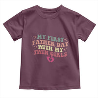 My First Fathers Day With Twin Girls Toddler T Shirt Funny New Dad Gift