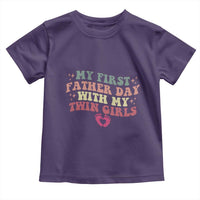 My First Fathers Day With Twin Girls Toddler T Shirt Funny New Dad Gift