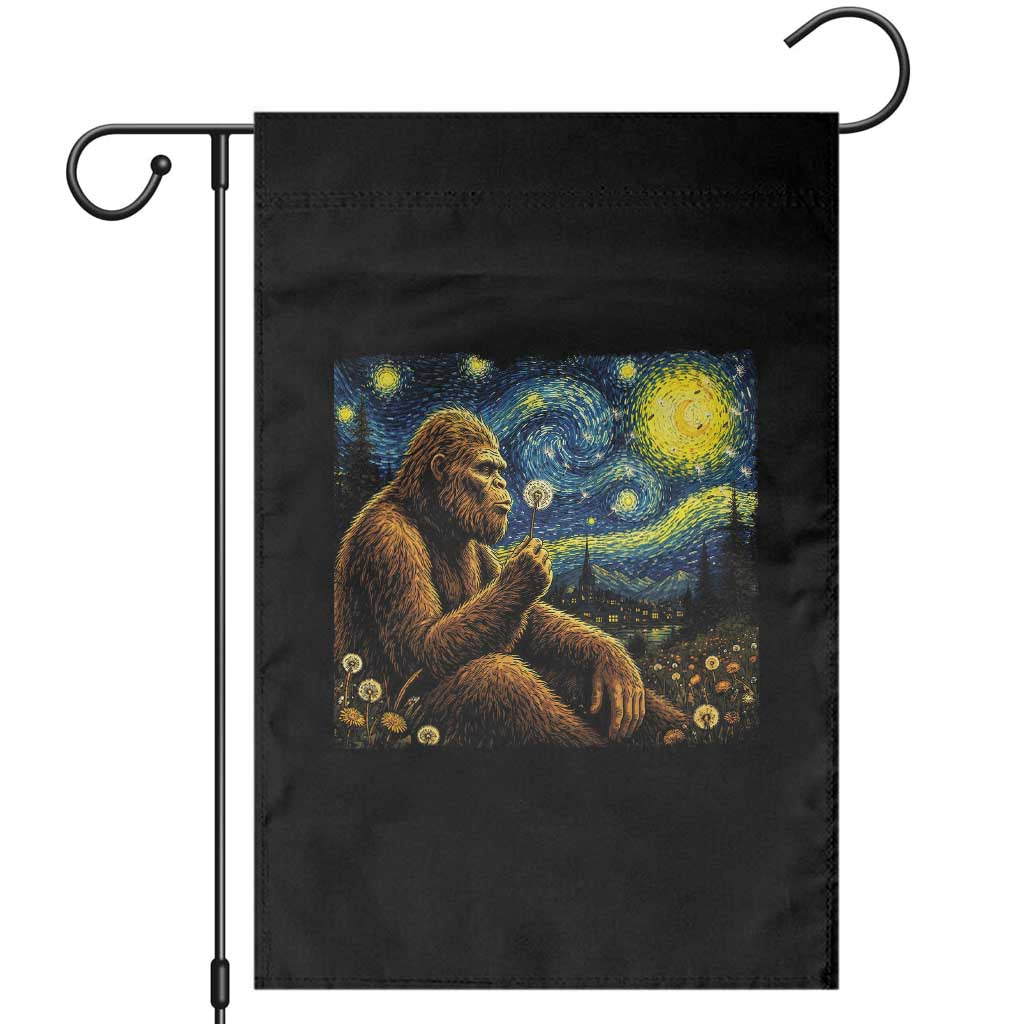 Bigfoot Blowing Dandelion Starry Night Garden Flag Cryptid Mythical Creature National Park Monster Gift