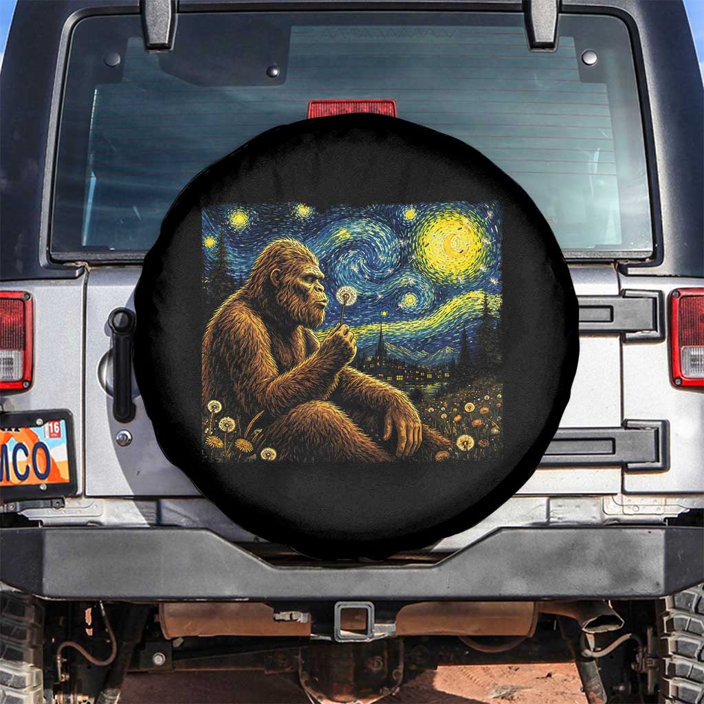 Bigfoot Blowing Dandelion Starry Night Spare Tire Cover Cryptid Mythical Creature National Park Monster Gift