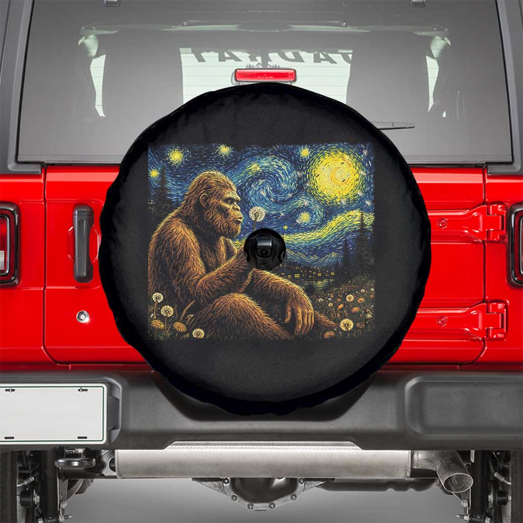 Bigfoot Blowing Dandelion Starry Night Spare Tire Cover Cryptid Mythical Creature National Park Monster Gift