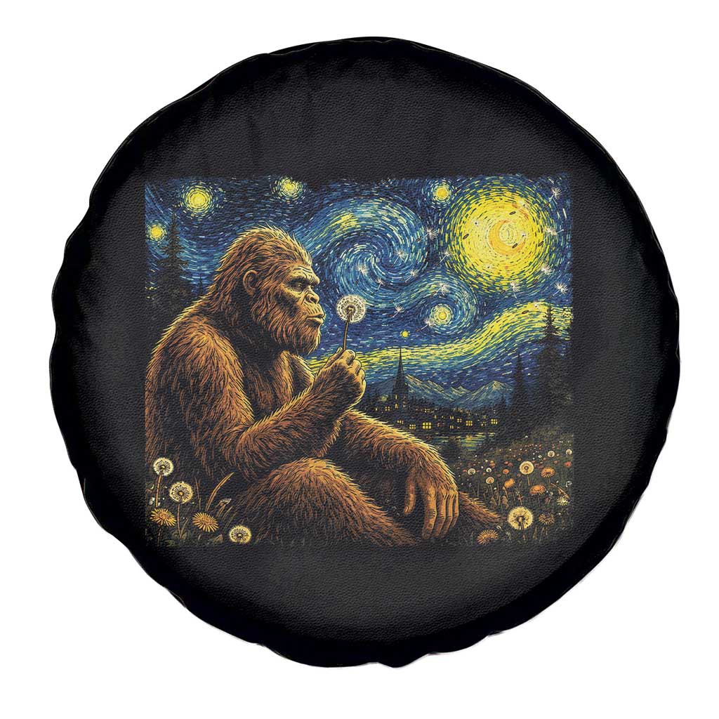 Bigfoot Blowing Dandelion Starry Night Spare Tire Cover Cryptid Mythical Creature National Park Monster Gift